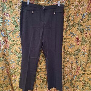 Black women's pants comfort waist high rise shorter leg straight fit Size 10